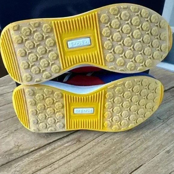 NWB Polo Ralph Lauren Kids Train 89 Sport Size 10.5c Red/Blue/Yellow/ Sneaker - Picture 9 of 9